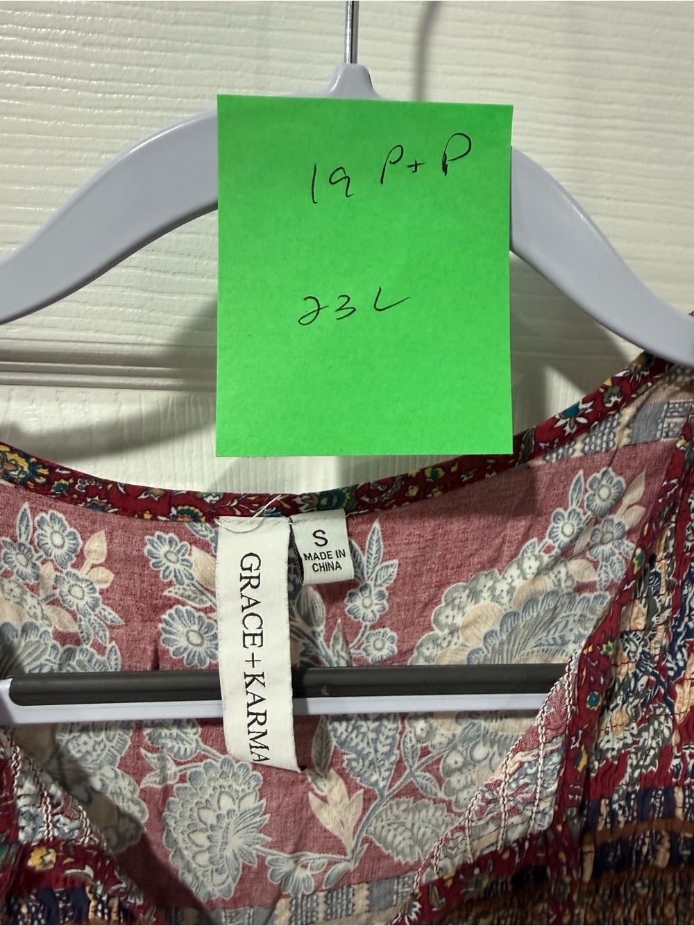Grace + Karma Burgundy Floral Boho Peasant Blouse, size S - Picture 4 of 4